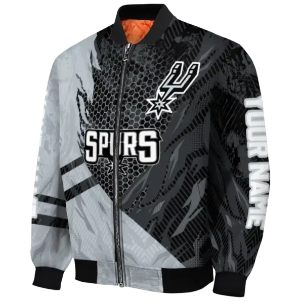 customized san antonio spurs hexagon mesh silver black bomber jacket best selling