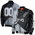 customized san antonio spurs hexagon mesh silver black bomber jacket best selling