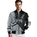 customized san antonio spurs hexagon mesh silver black bomber jacket best selling