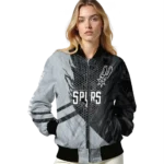 customized san antonio spurs hexagon mesh silver black bomber jacket best selling