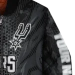 customized san antonio spurs hexagon mesh silver black bomber jacket best selling