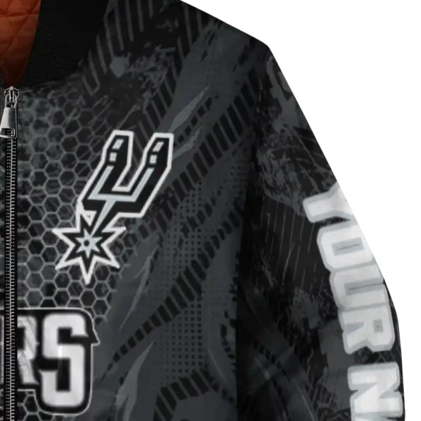 customized san antonio spurs hexagon mesh silver black bomber jacket premium grade
