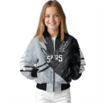 customized san antonio spurs hexagon mesh silver black bomber jacket best selling
