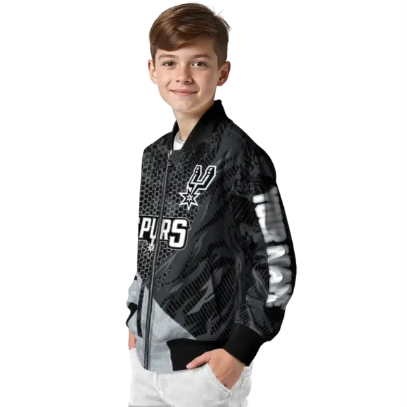 customized san antonio spurs hexagon mesh silver black bomber jacket trendy