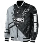customized san antonio spurs hexagon mesh silver black varsity jacket best selling.webp