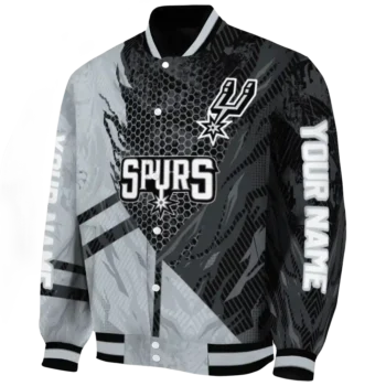customized san antonio spurs hexagon mesh silver black varsity jacket best selling.webp