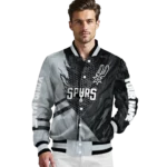 customized san antonio spurs hexagon mesh silver black varsity jacket best selling.webp