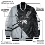 customized san antonio spurs hexagon mesh silver black varsity jacket best selling.webp
