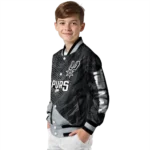 customized san antonio spurs hexagon mesh silver black varsity jacket best selling.webp
