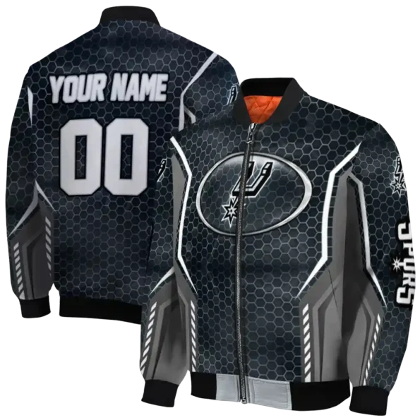 customized san antonio spurs power plate silver bomber jacket fashion forward