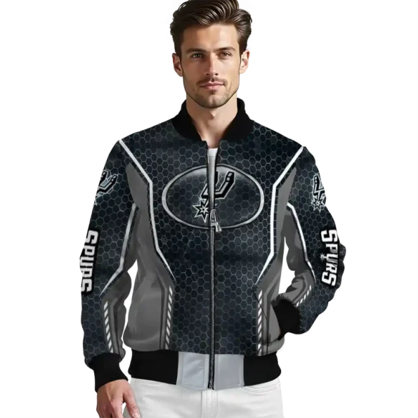 customized san antonio spurs power plate silver bomber jacket high quality