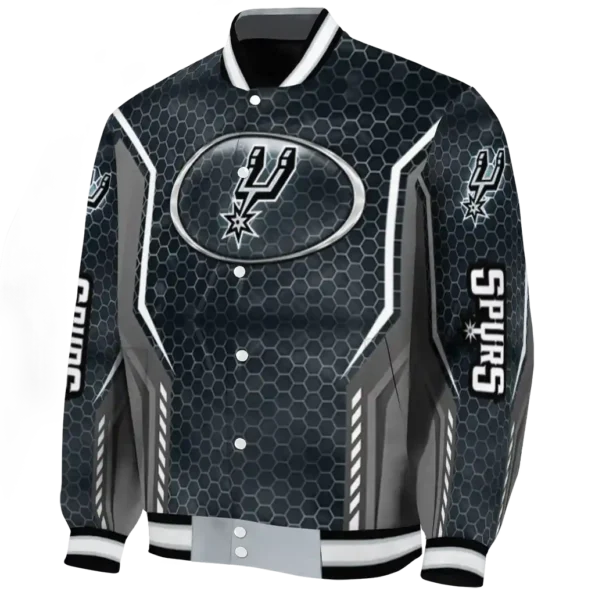 customized san antonio spurs power plate silver varsity jacket best selling.webp