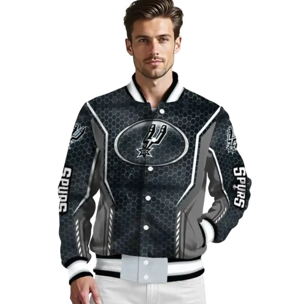 customized san antonio spurs power plate silver varsity jacket high quality.webp