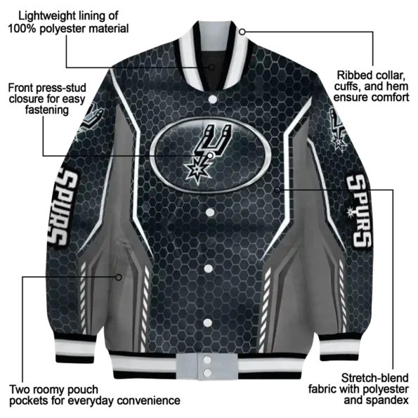 customized san antonio spurs power plate silver varsity jacket new arrival.webp