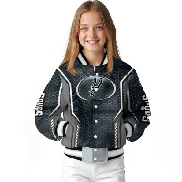 customized san antonio spurs power plate silver varsity jacket top rated.webp
