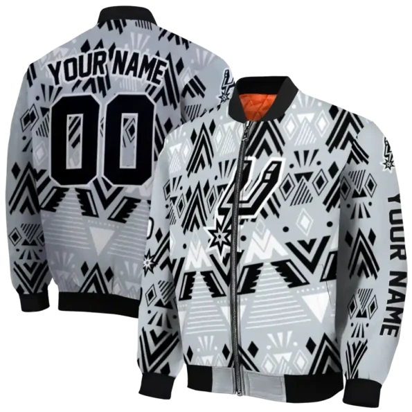 customized san antonio spurs pyramid shapes silver bomber jacket fashion forward