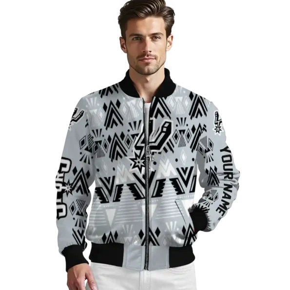 customized san antonio spurs pyramid shapes silver bomber jacket high quality