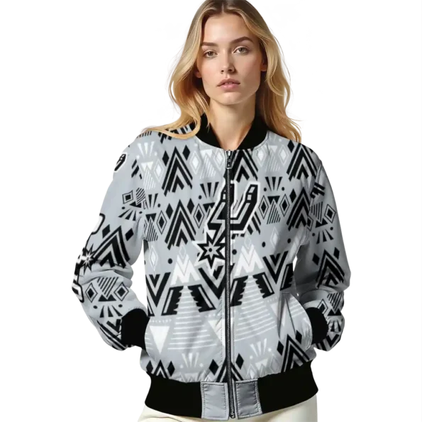 customized san antonio spurs pyramid shapes silver bomber jacket latest model
