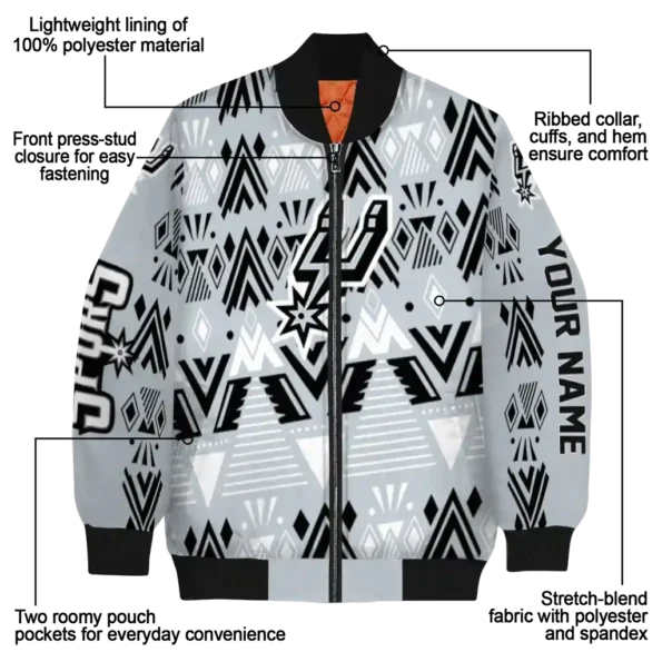 customized san antonio spurs pyramid shapes silver bomber jacket new arrival