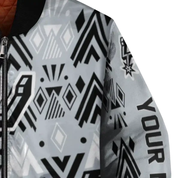customized san antonio spurs pyramid shapes silver bomber jacket premium grade