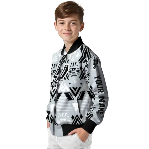 customized san antonio spurs pyramid shapes silver bomber jacket trendy