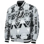 customized san antonio spurs pyramid shapes silver varsity jacket best selling.webp
