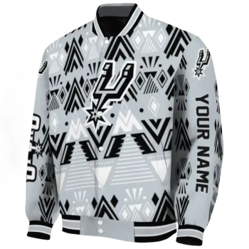 customized san antonio spurs pyramid shapes silver varsity jacket best selling.webp
