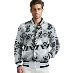 customized san antonio spurs pyramid shapes silver varsity jacket best selling.webp