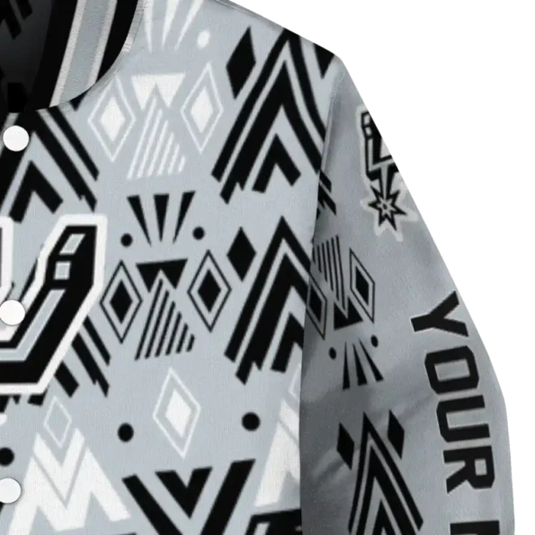 customized san antonio spurs pyramid shapes silver varsity jacket premium grade.webp