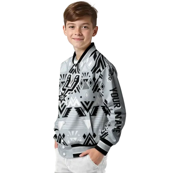 customized san antonio spurs pyramid shapes silver varsity jacket trendy.webp