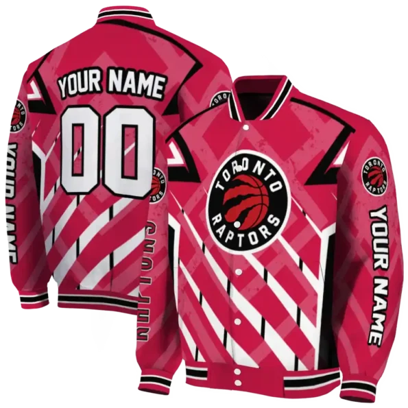 customized toronto raptors chevron angles red varsity jacket fashion forward.webp