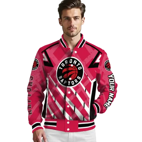 customized toronto raptors chevron angles red varsity jacket high quality.webp