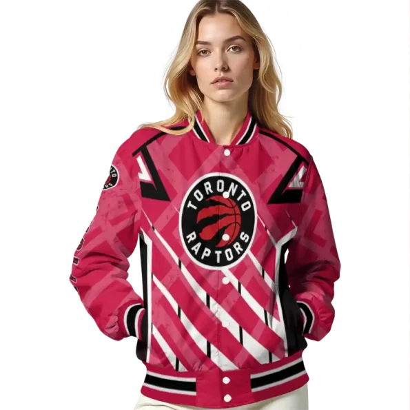 customized toronto raptors chevron angles red varsity jacket latest model.webp