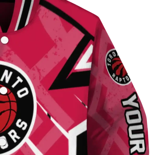 customized toronto raptors chevron angles red varsity jacket premium grade.webp