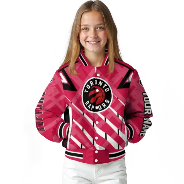 customized toronto raptors chevron angles red varsity jacket top rated.webp