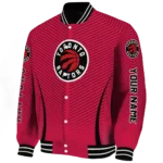 customized toronto raptors chevron arrow red varsity jacket best selling.webp