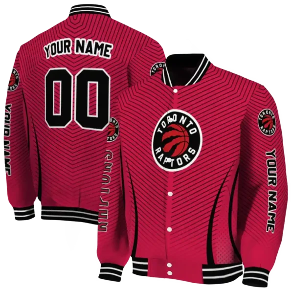 customized toronto raptors chevron arrow red varsity jacket fashion forward.webp