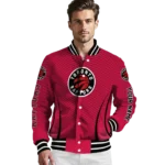 customized toronto raptors chevron arrow red varsity jacket best selling.webp