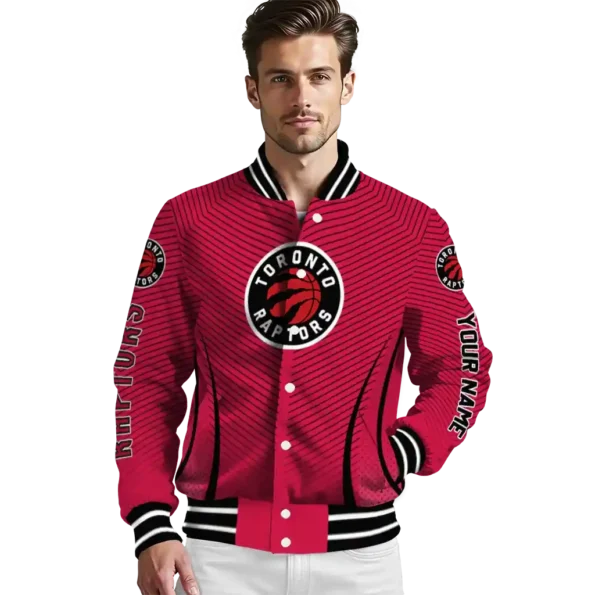 customized toronto raptors chevron arrow red varsity jacket high quality.webp
