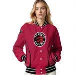 customized toronto raptors chevron arrow red varsity jacket best selling.webp