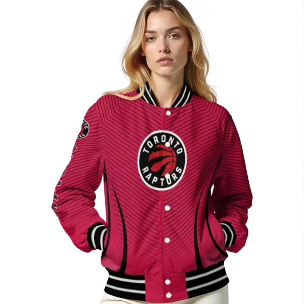 customized toronto raptors chevron arrow red varsity jacket latest model.webp
