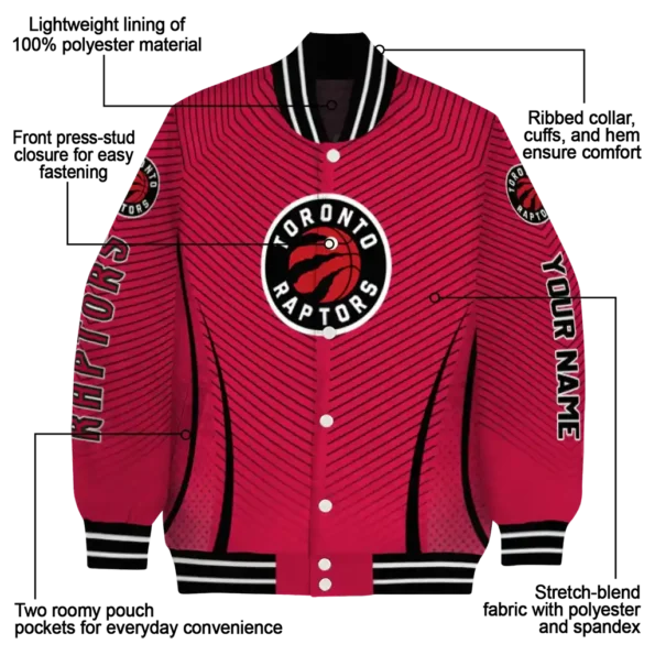 customized toronto raptors chevron arrow red varsity jacket new arrival.webp
