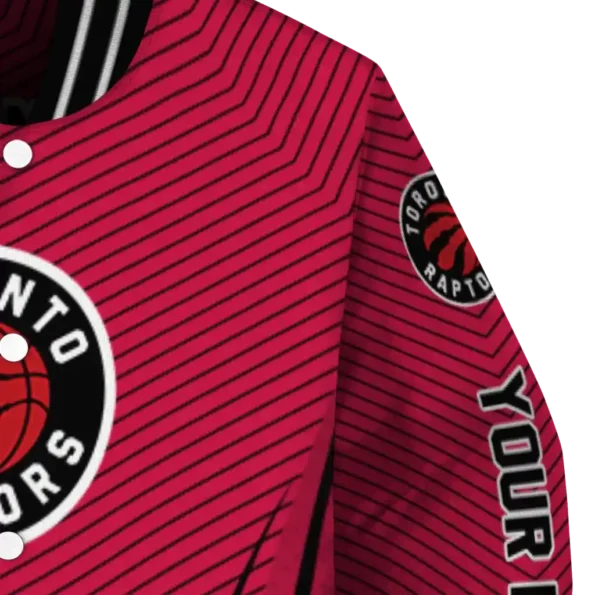 customized toronto raptors chevron arrow red varsity jacket premium grade.webp