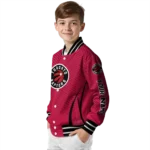 customized toronto raptors chevron arrow red varsity jacket best selling.webp