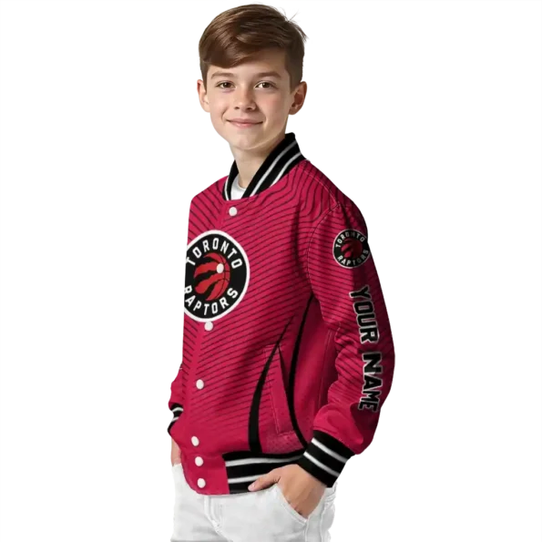customized toronto raptors chevron arrow red varsity jacket trendy.webp