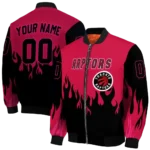 customized toronto raptors flame border red black bomber jacket best selling