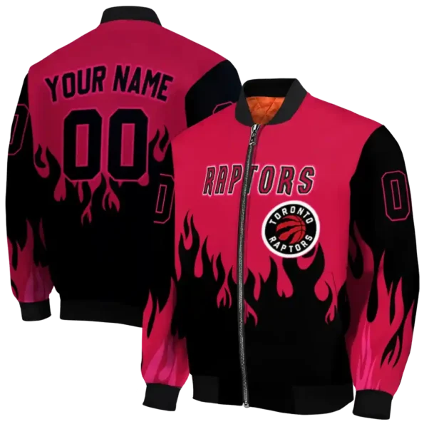 customized toronto raptors flame border red black bomber jacket fashion forward
