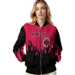 customized toronto raptors flame border red black bomber jacket best selling