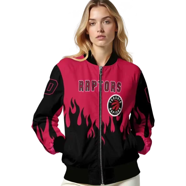 customized toronto raptors flame border red black bomber jacket latest model