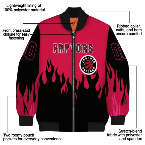 customized toronto raptors flame border red black bomber jacket new arrival